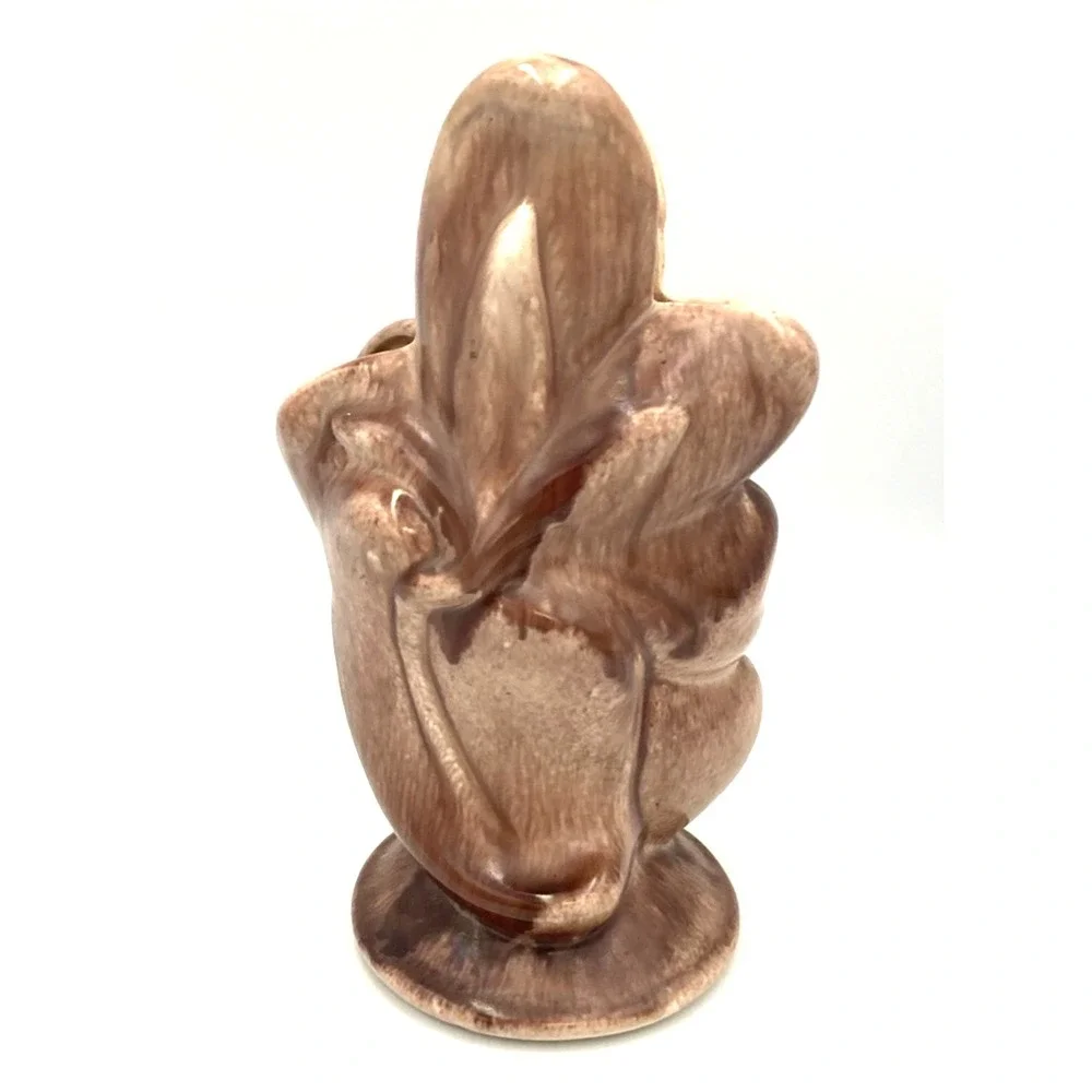 Vtg Gonder Magnolia Blossom Art Pottery Floral Bud Vase G-3 Signed Mocha